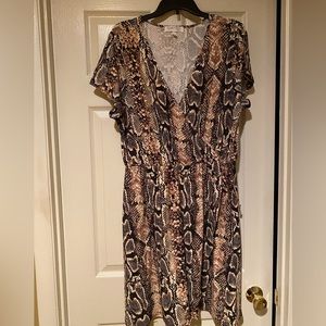 Snake Print Faux Wrap Dress